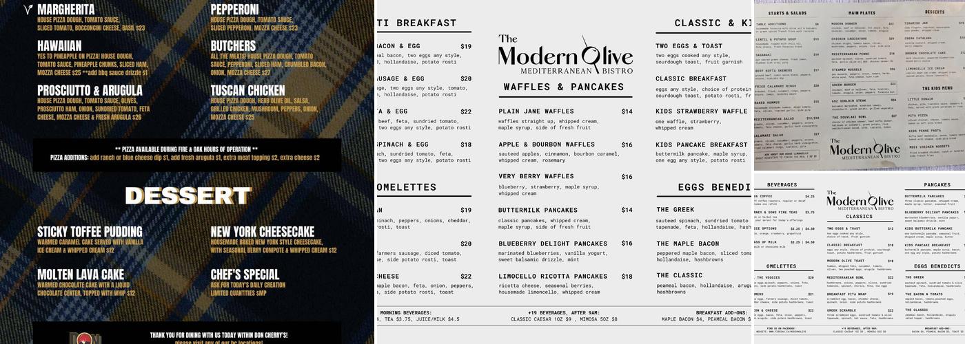 The Modern Olive Menu