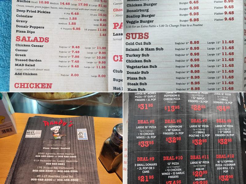 Randy's Pizza Menu