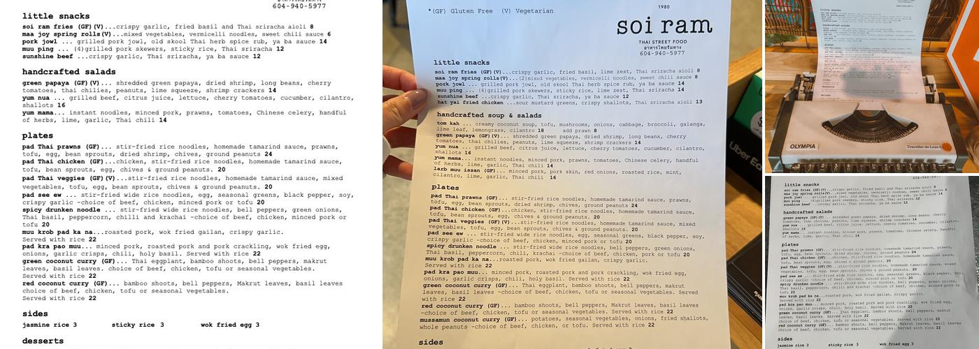 Soi ram Menu