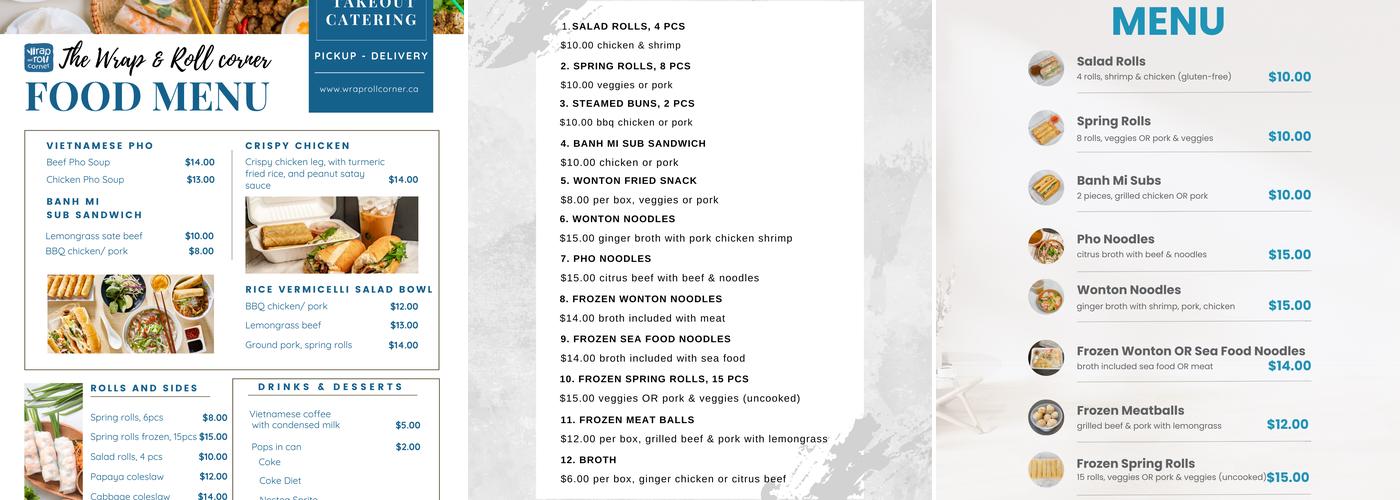 The WRAP & ROLL corner Menu