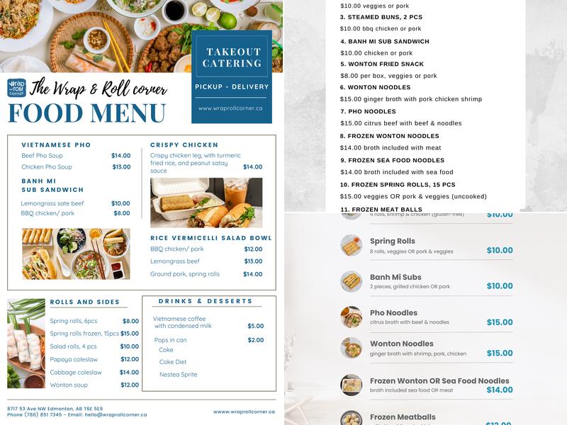 The WRAP & ROLL corner Menu