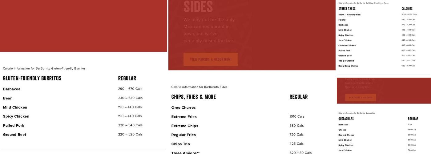 barBURRITO Menu