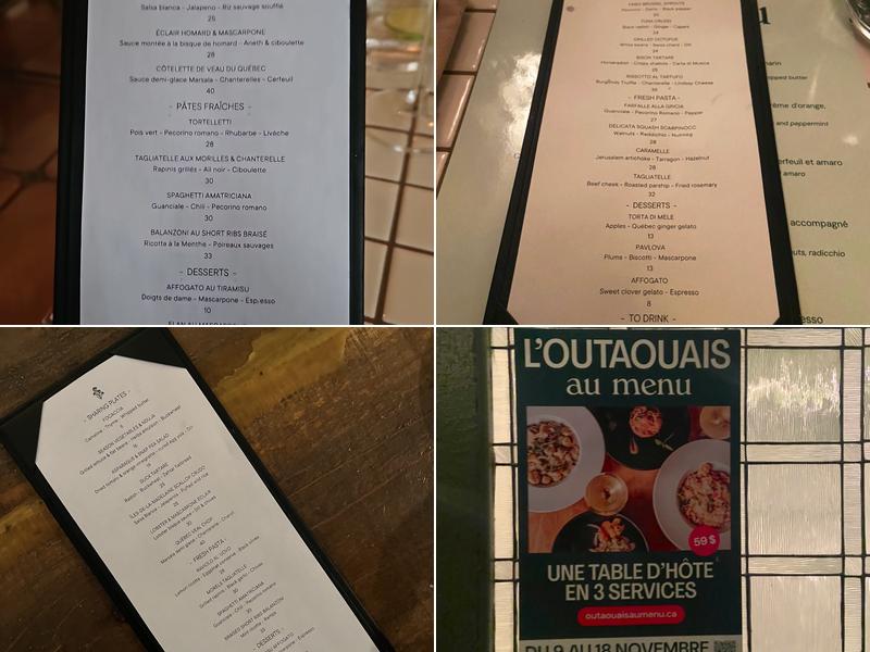 Caméline Menu