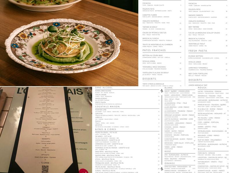 Caméline Menu