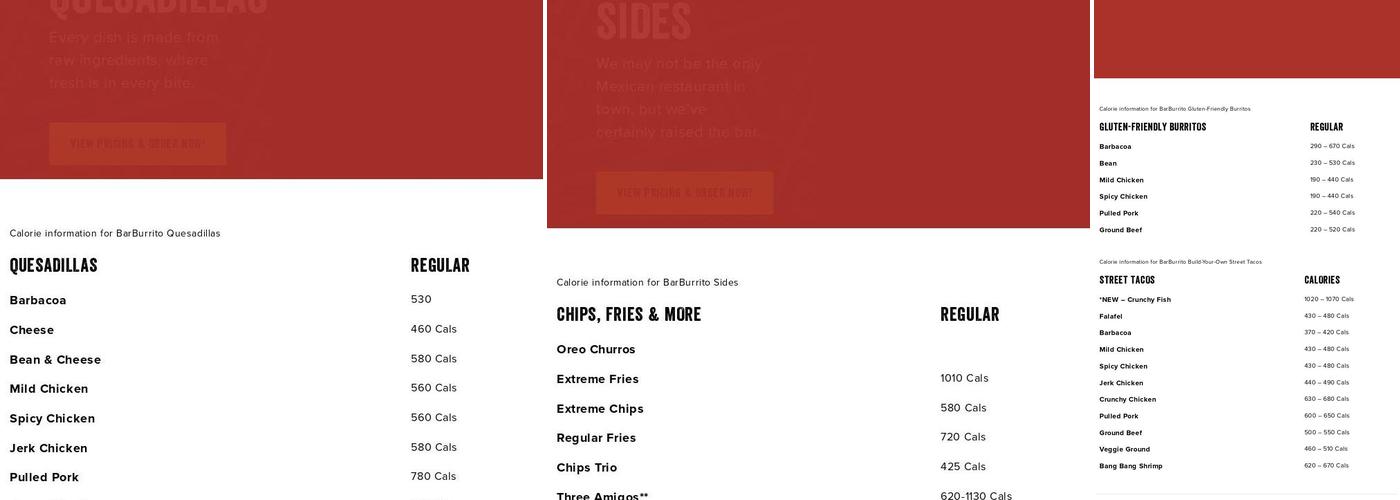 barBURRITO Menu