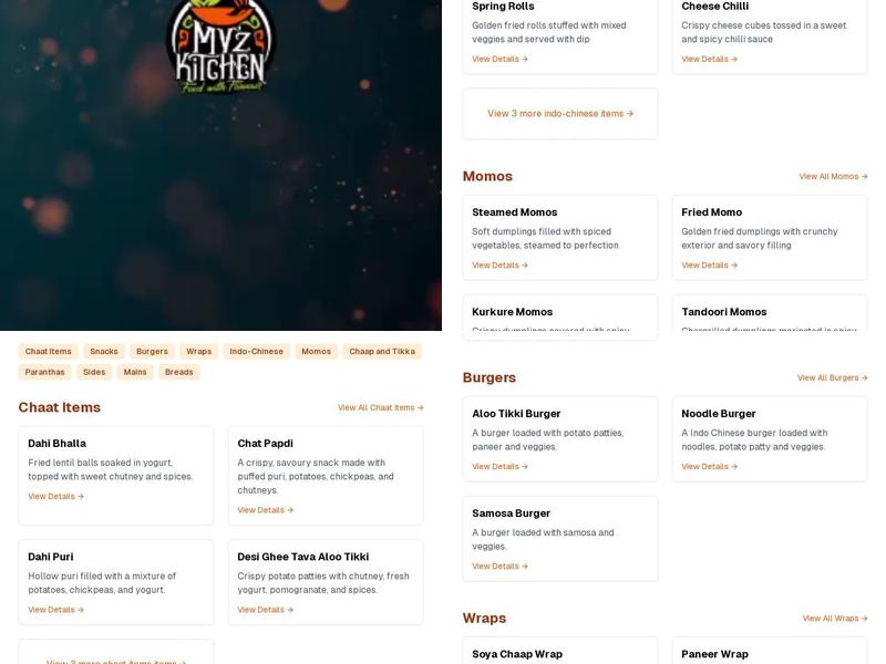 MV’Z Kitchen Menu