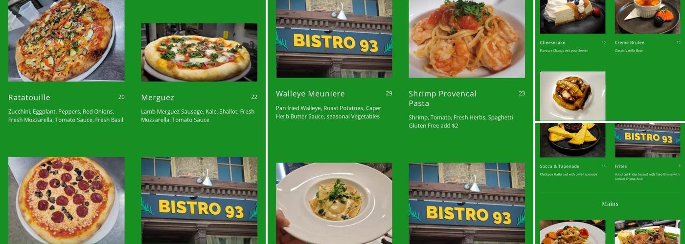 Bistro 93 Menu