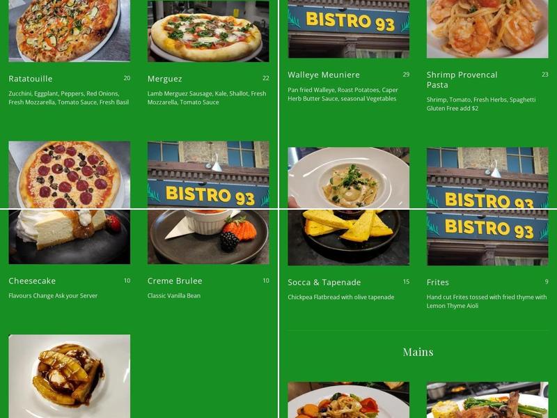Bistro 93 Menu
