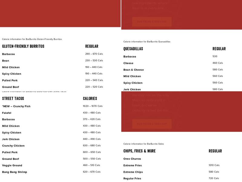barBURRITO Menu