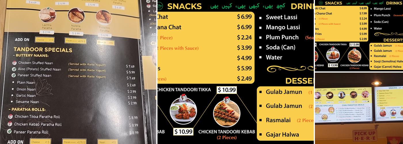 Chai Paratha Menu