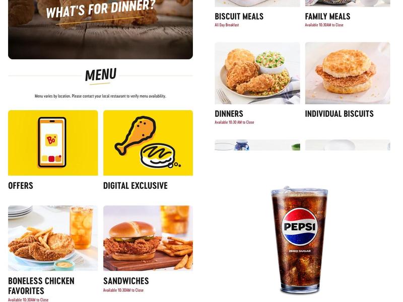 Bojangles Menu