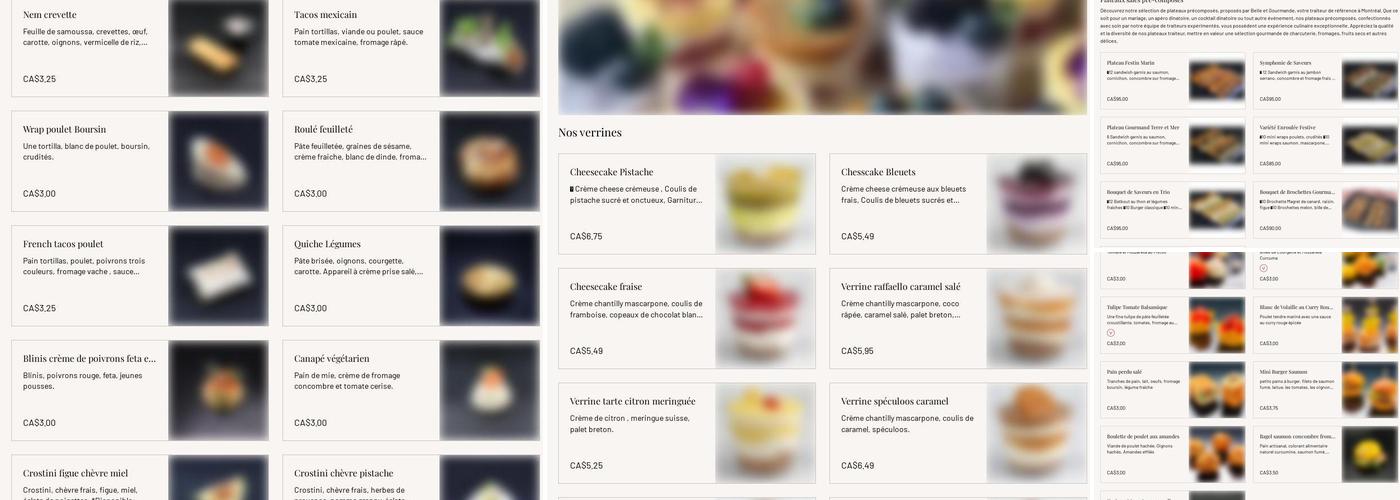 Belle et gourmande Traiteur Menu