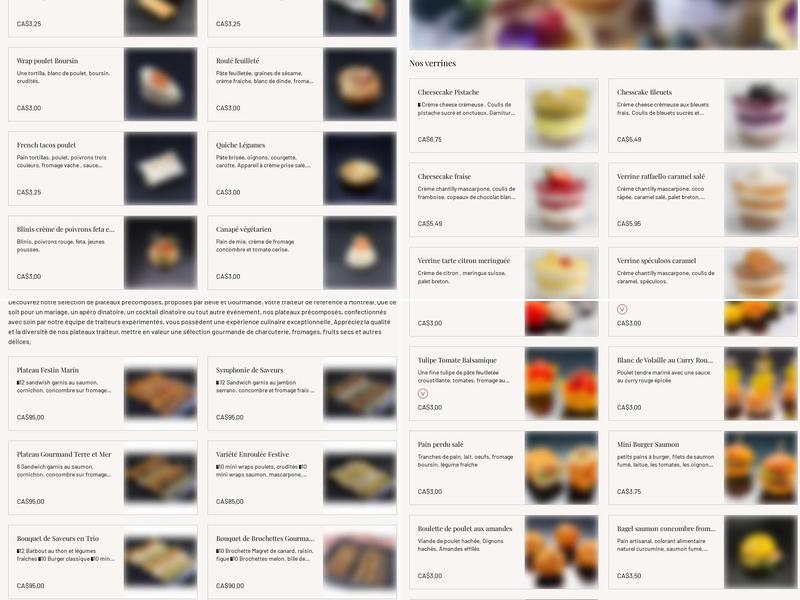 Belle et gourmande Traiteur Menu