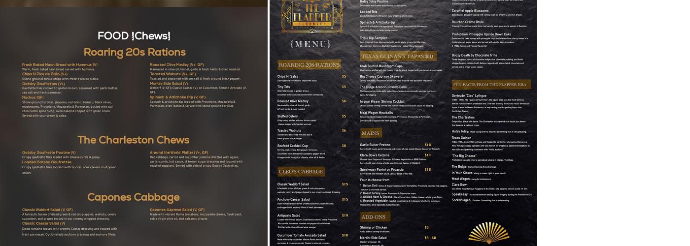 The Flapper Lounge Menu