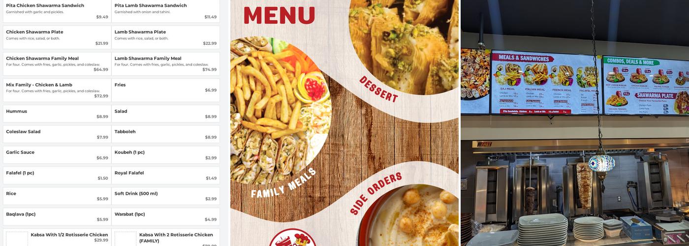 Royal Rooster Shawarma-Orleans Menu