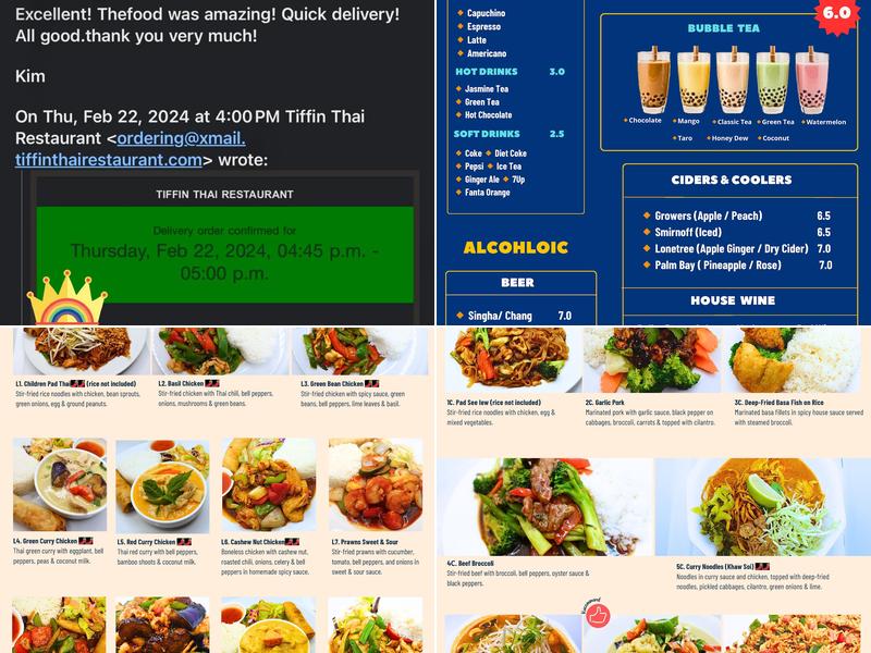 Tiffin Thai Restaurant Menu