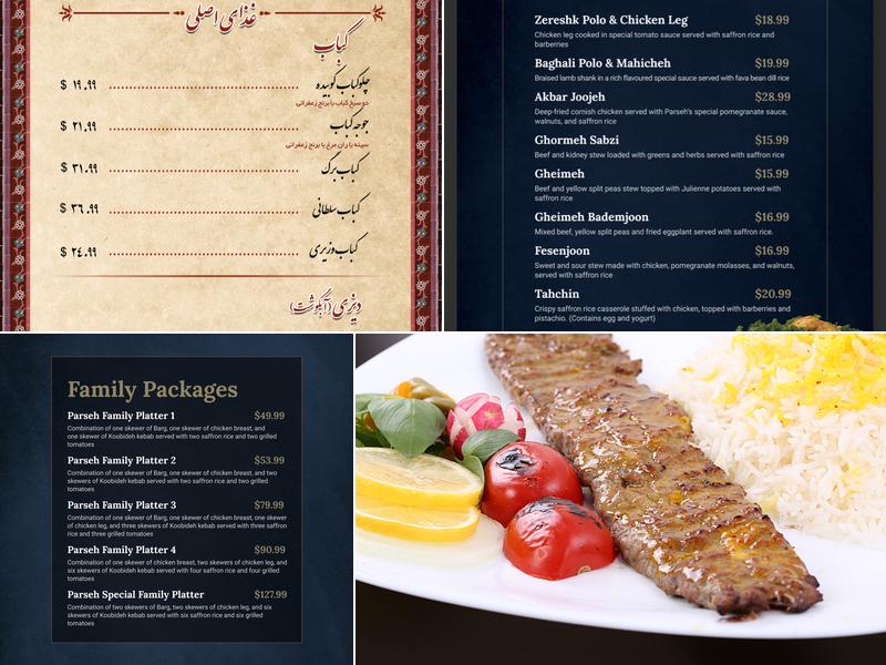 Parseh Restaurant Menu