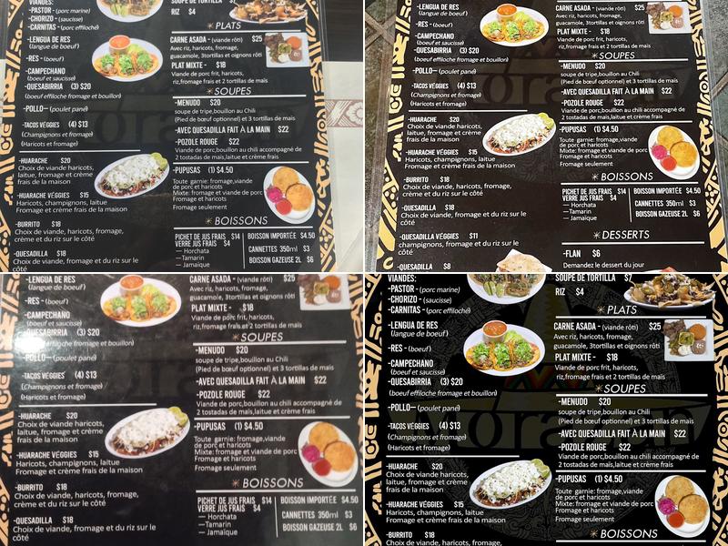 Morazan St-Jérôme Menu