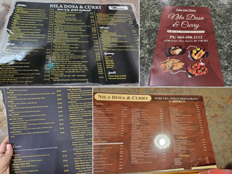 Nila Dosa & Curry Pure veg Indian Restaurant Menu