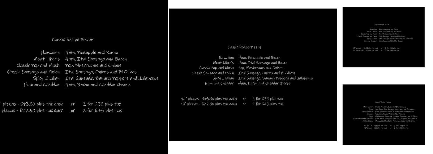 Gallucci's Pizza Menu