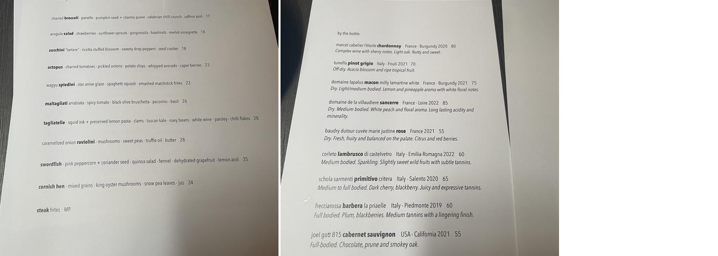 CKB Restaurant Menu