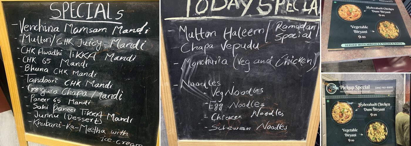 The Spicy Venue Menu