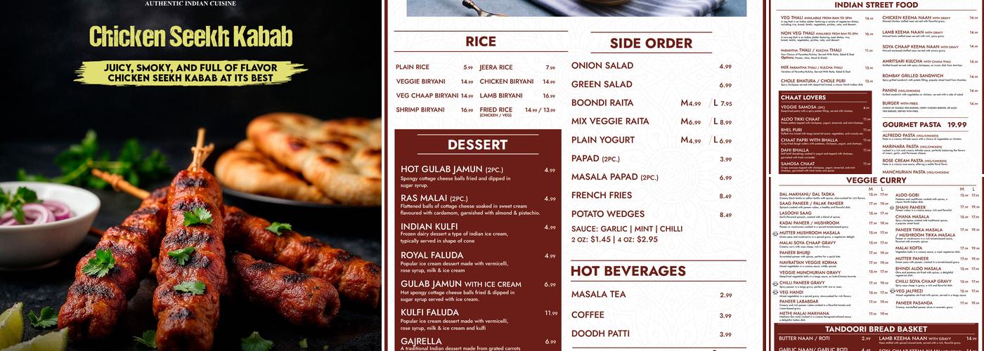 Tandoori Masala Menu