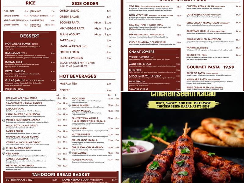 Tandoori Masala Menu