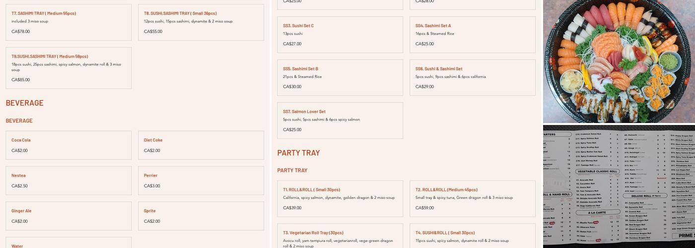 Prime Sushi Menu