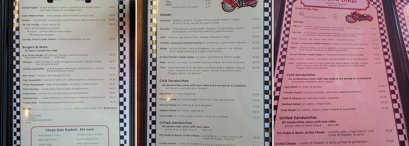 Red Bird Diner Menu
