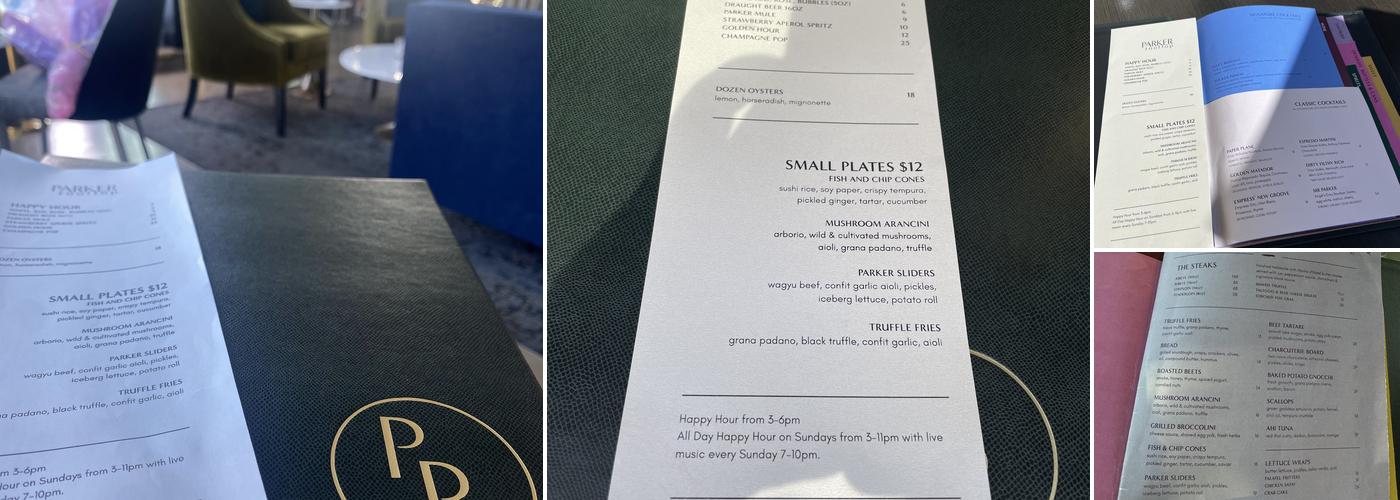Parker Rooftop Menu