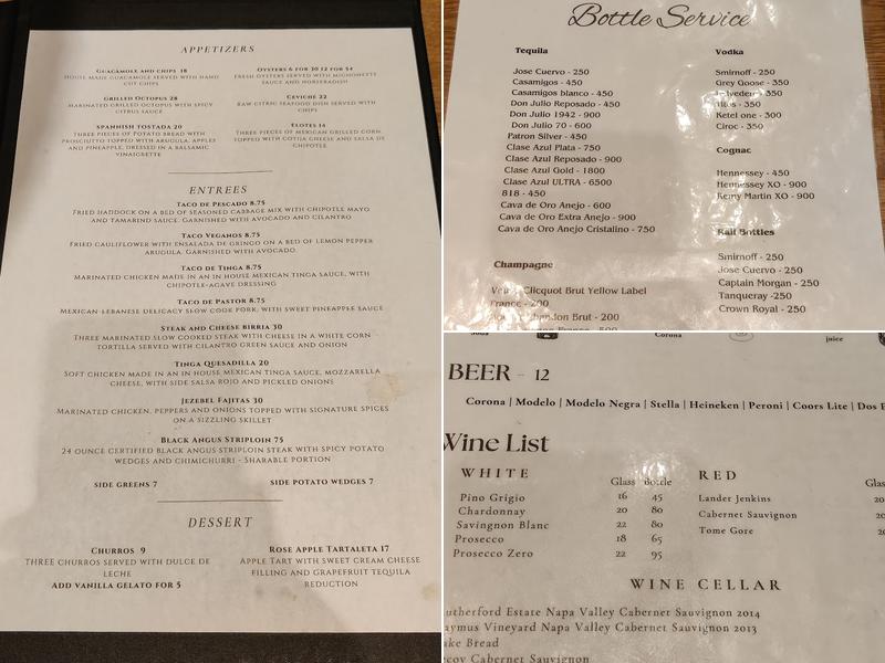 Jezebel Tapas And Tequila Menu