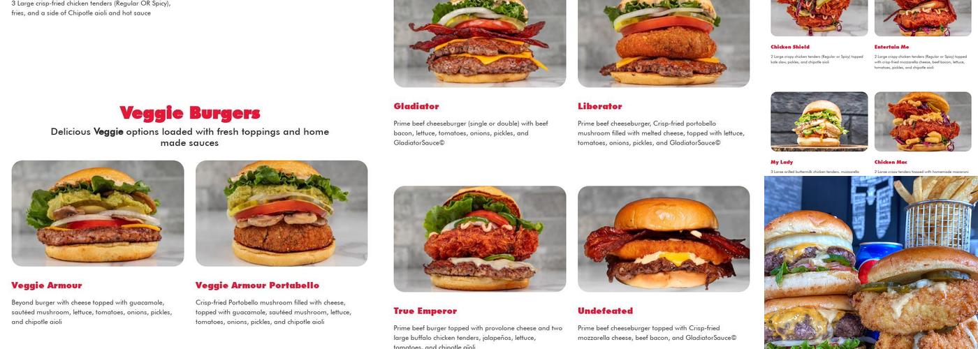Gladiator Burger Waterloo Menu