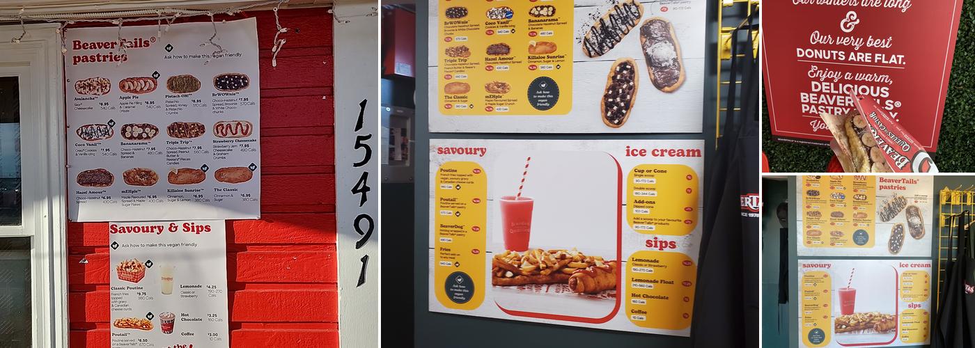 BeaverTails- Queues de Castor (White Rock) Menu