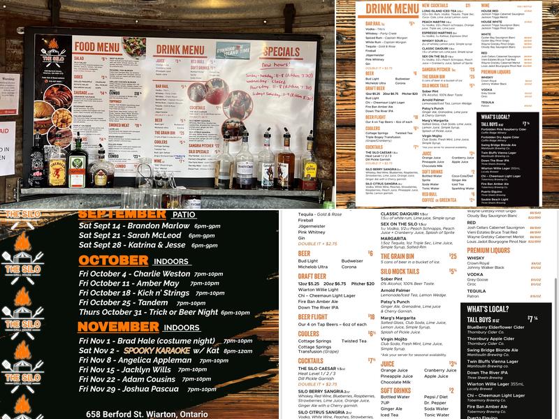 The Silo Wiarton Menu