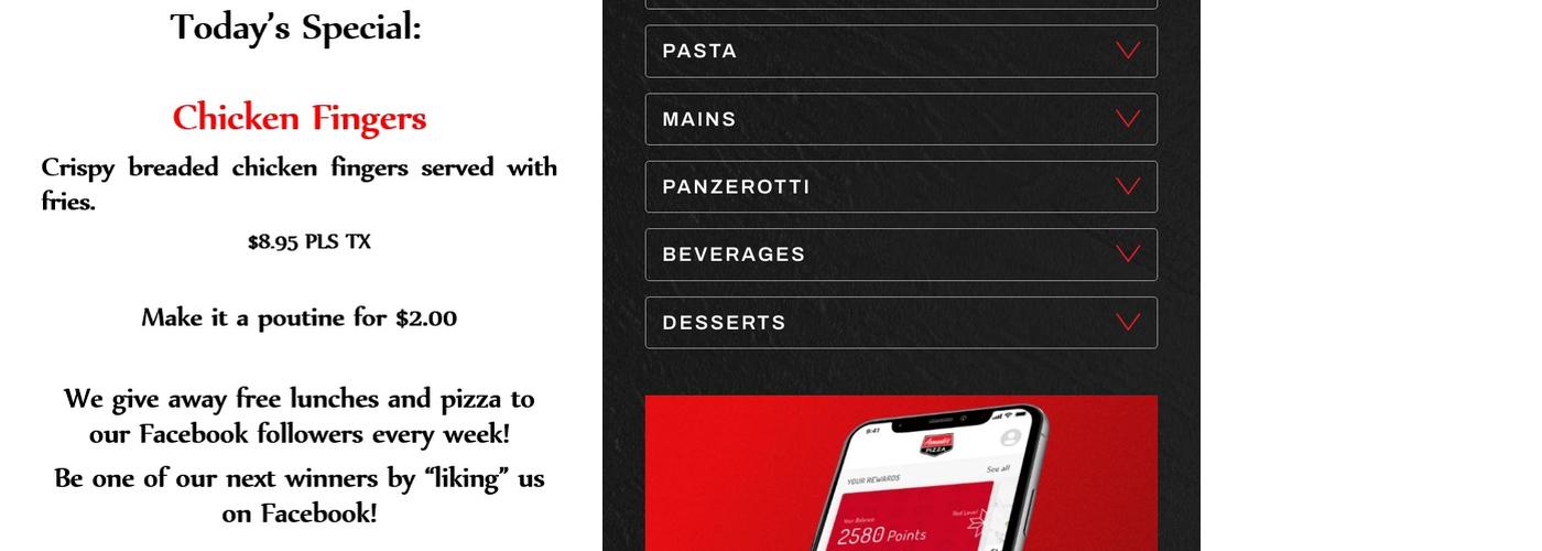 Armando's Pizza Menu