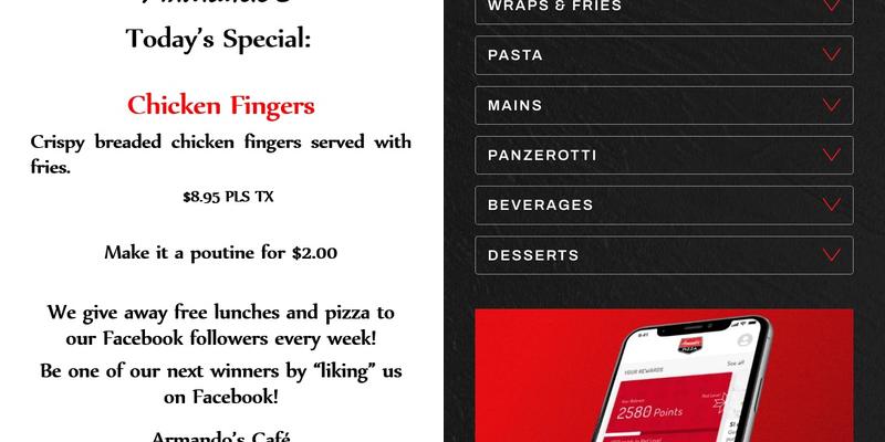 Armando's Pizza Menu