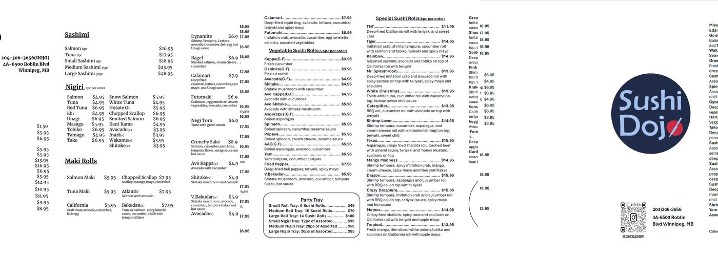 Sushi Dojo Menu