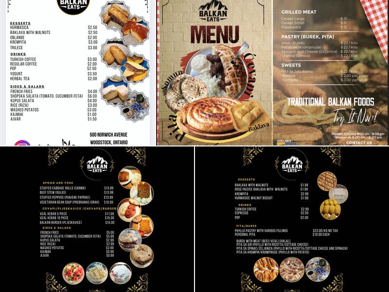 Balkan Eats Menu