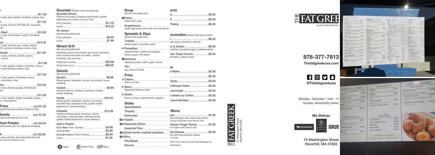 The Fat Greek Menu