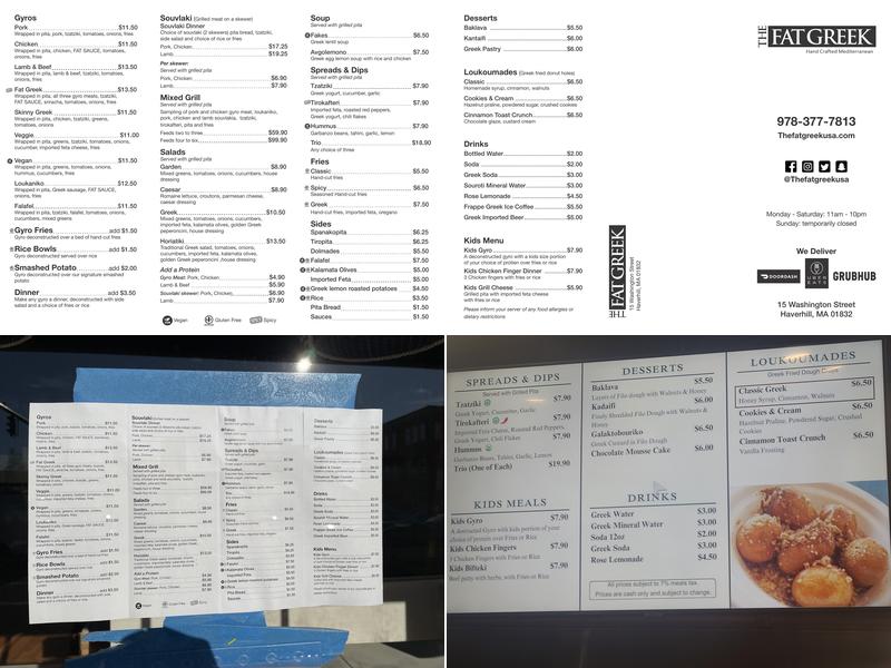 The Fat Greek Menu