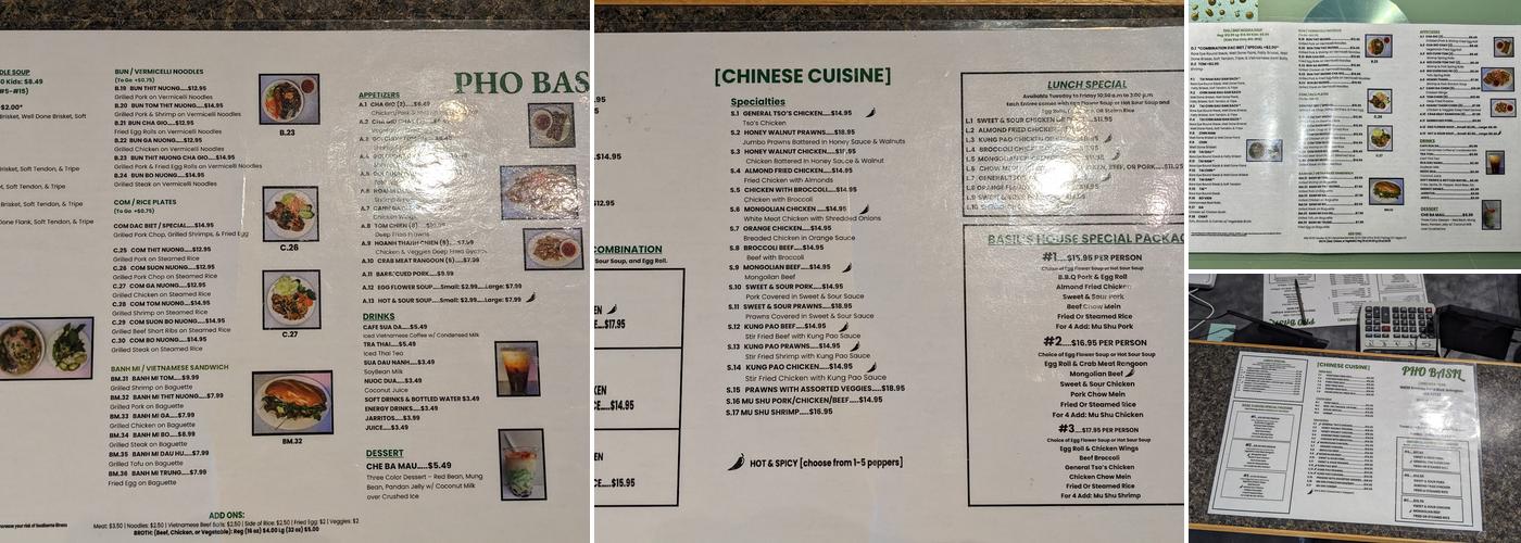 Pho Basil Authentic Vietnamese Cuisine Menu