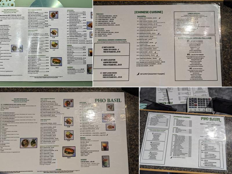 Pho Basil Authentic Vietnamese Cuisine Menu