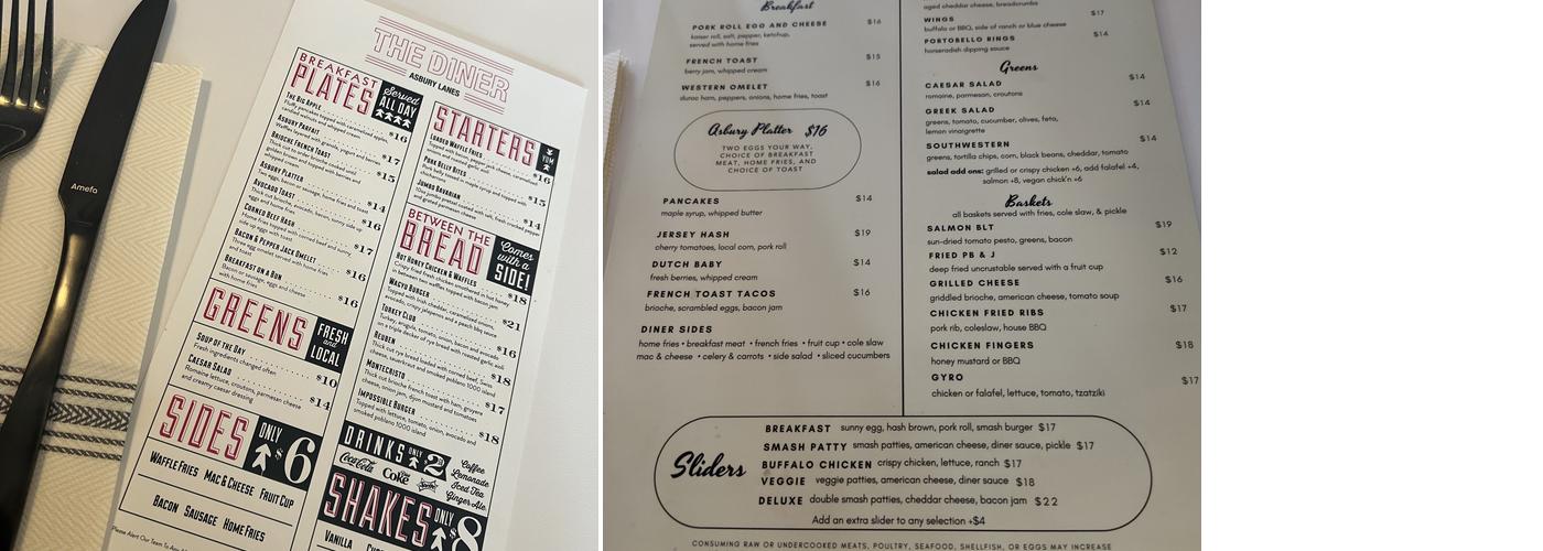 Asbury Diner Menu