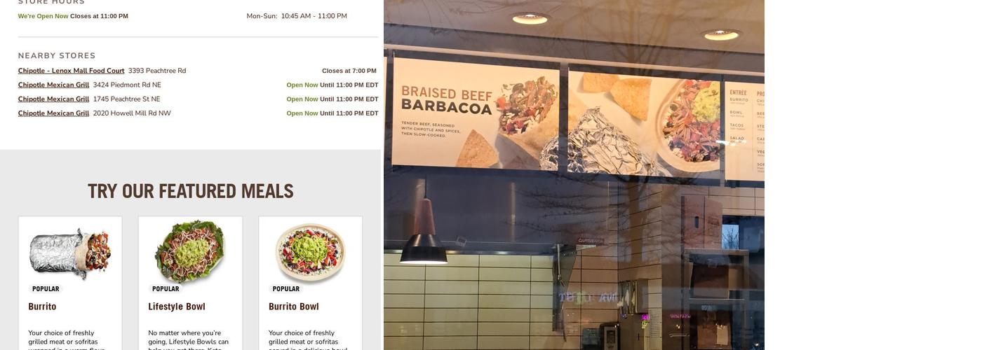 Chipotle Mexican Grill Menu