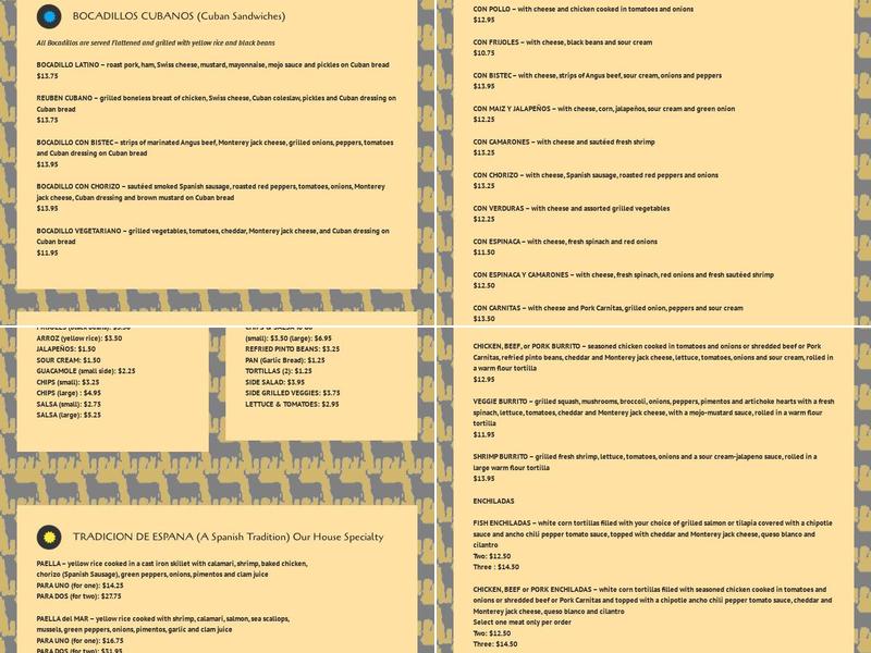 La Fonda Latina Menu