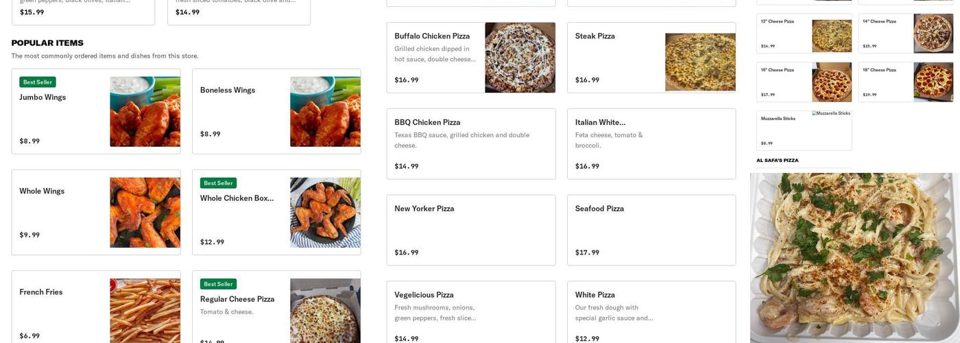 Alsafa Pizza Menu