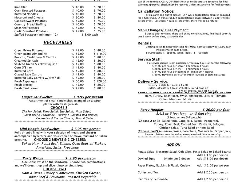 Elite Gourmet Catering Menu