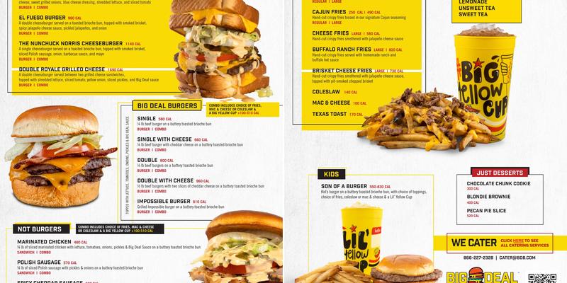 Big Deal Burger Menu