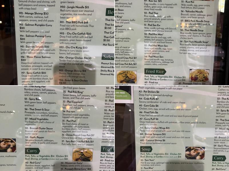 Sri Siam Thai Cuisine Menu